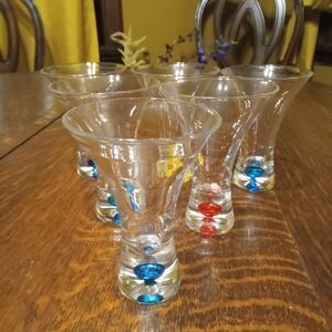 Hand Blown Colored Bubble Cordials Set Of 6